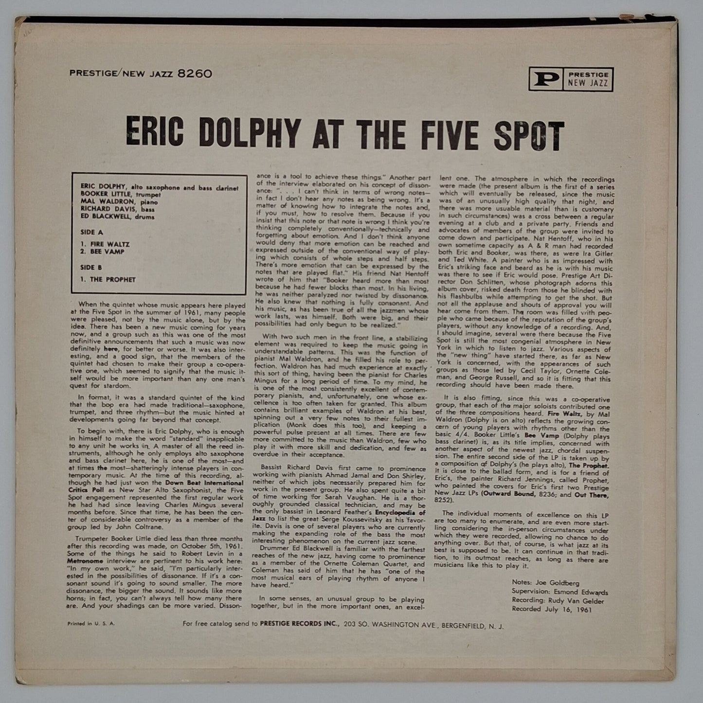 Eric Dolphy – At The Five Spot, Volume 1