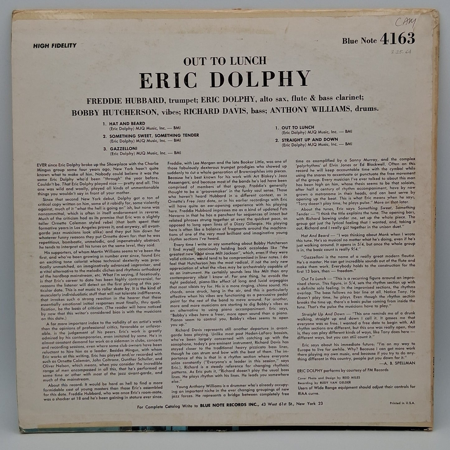 Eric Dolphy – Out To Lunch!