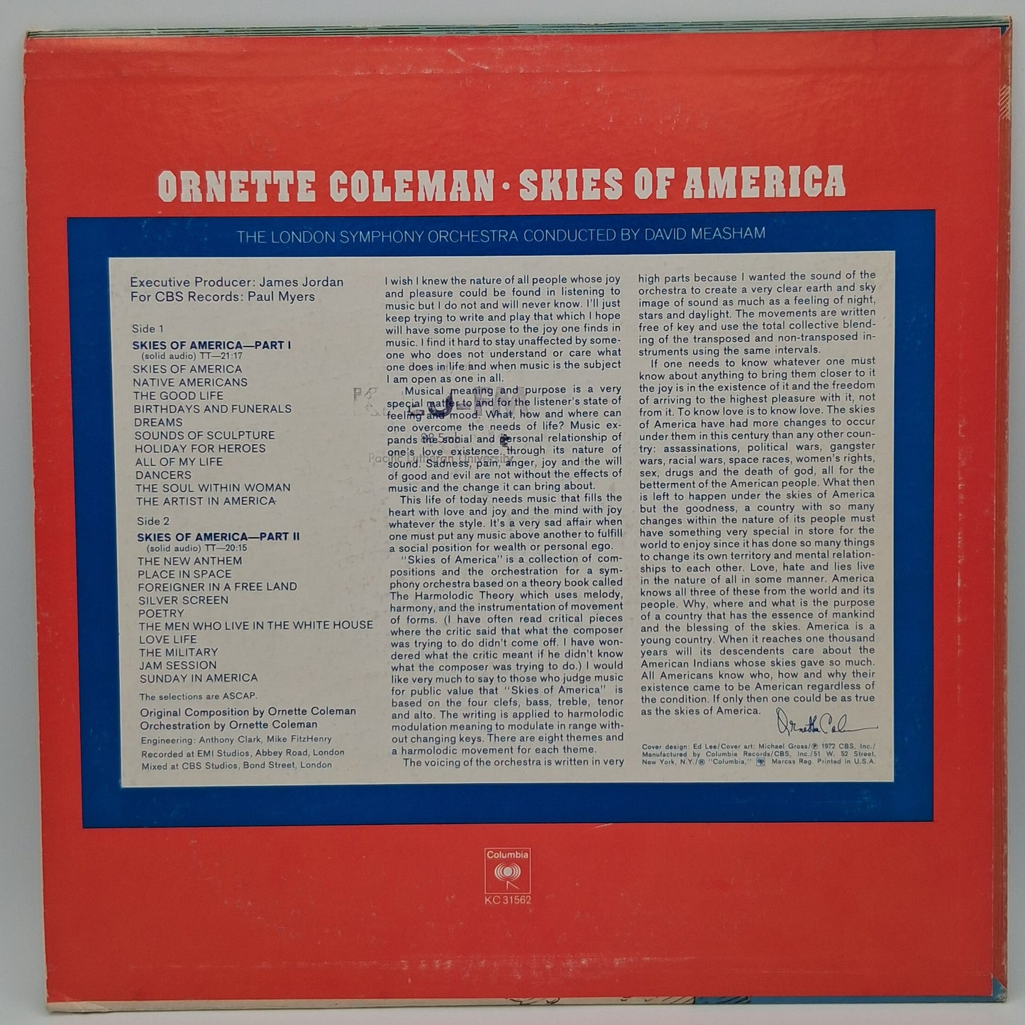 Ornette Coleman, The London Symphony Orchestra* Conducted By David Measham – Skies Of America