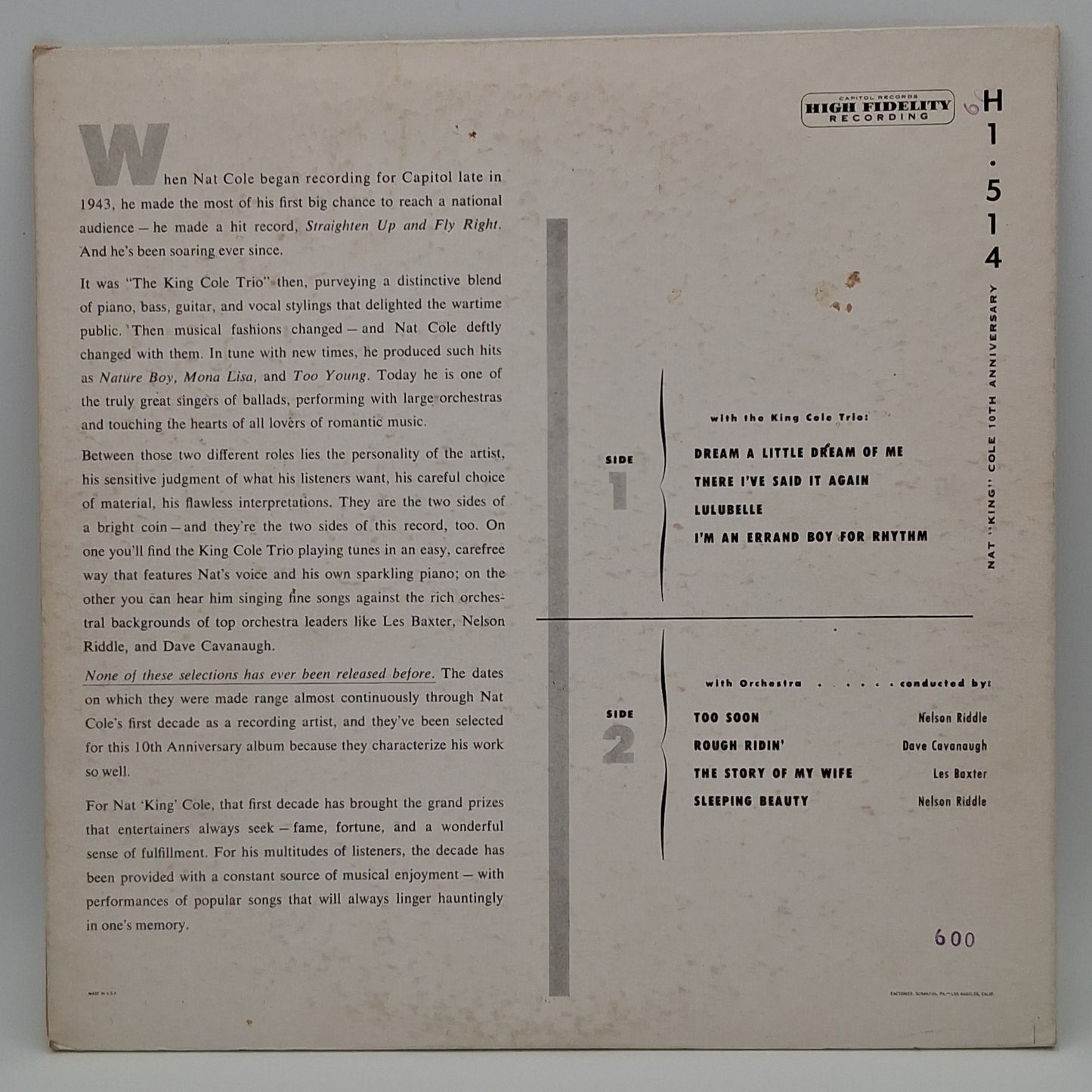 Nat 'King' Cole – 10th Anniversary Part 1