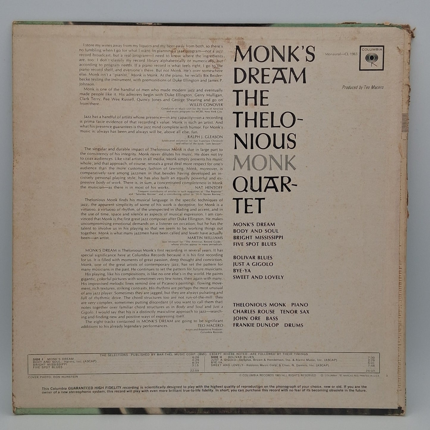 The Thelonious Monk Quartet – Monk's Dream