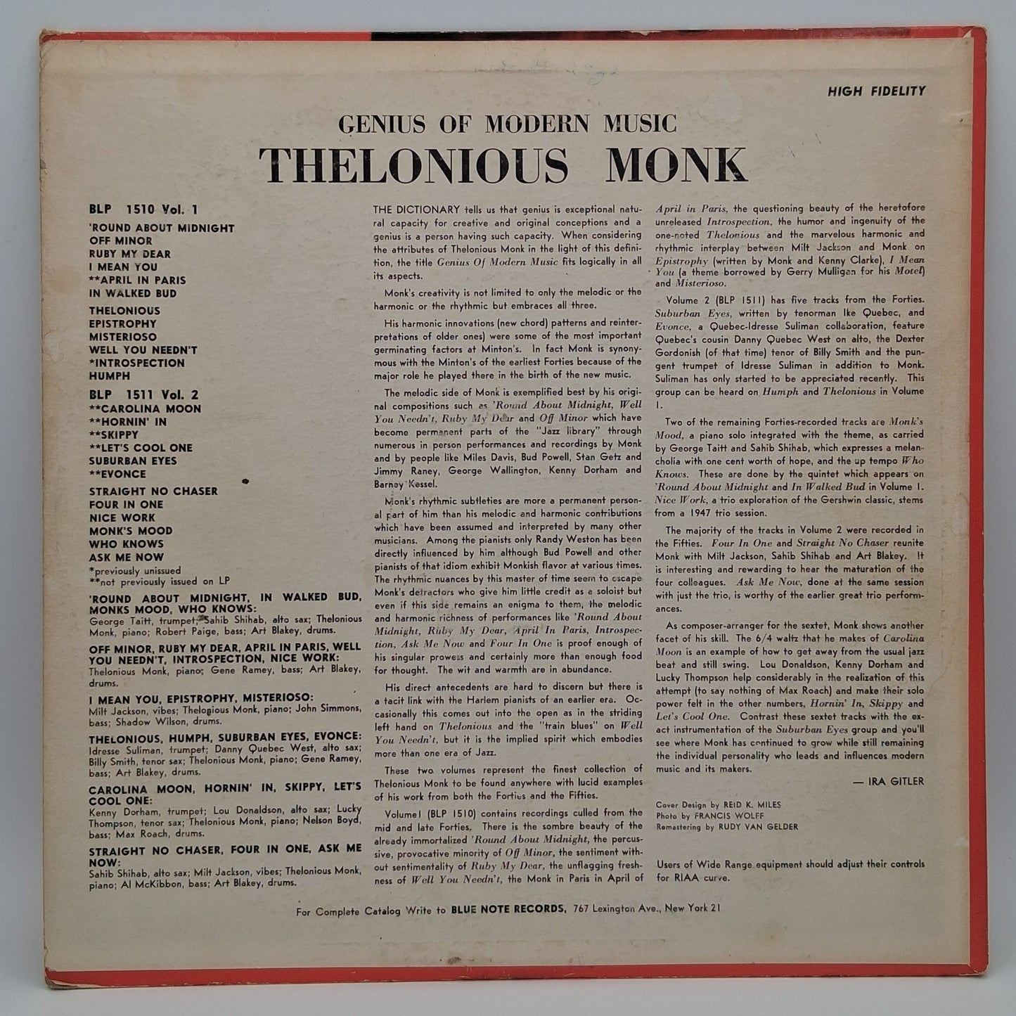 Thelonious Monk – Genius Of Modern Music Volume 2