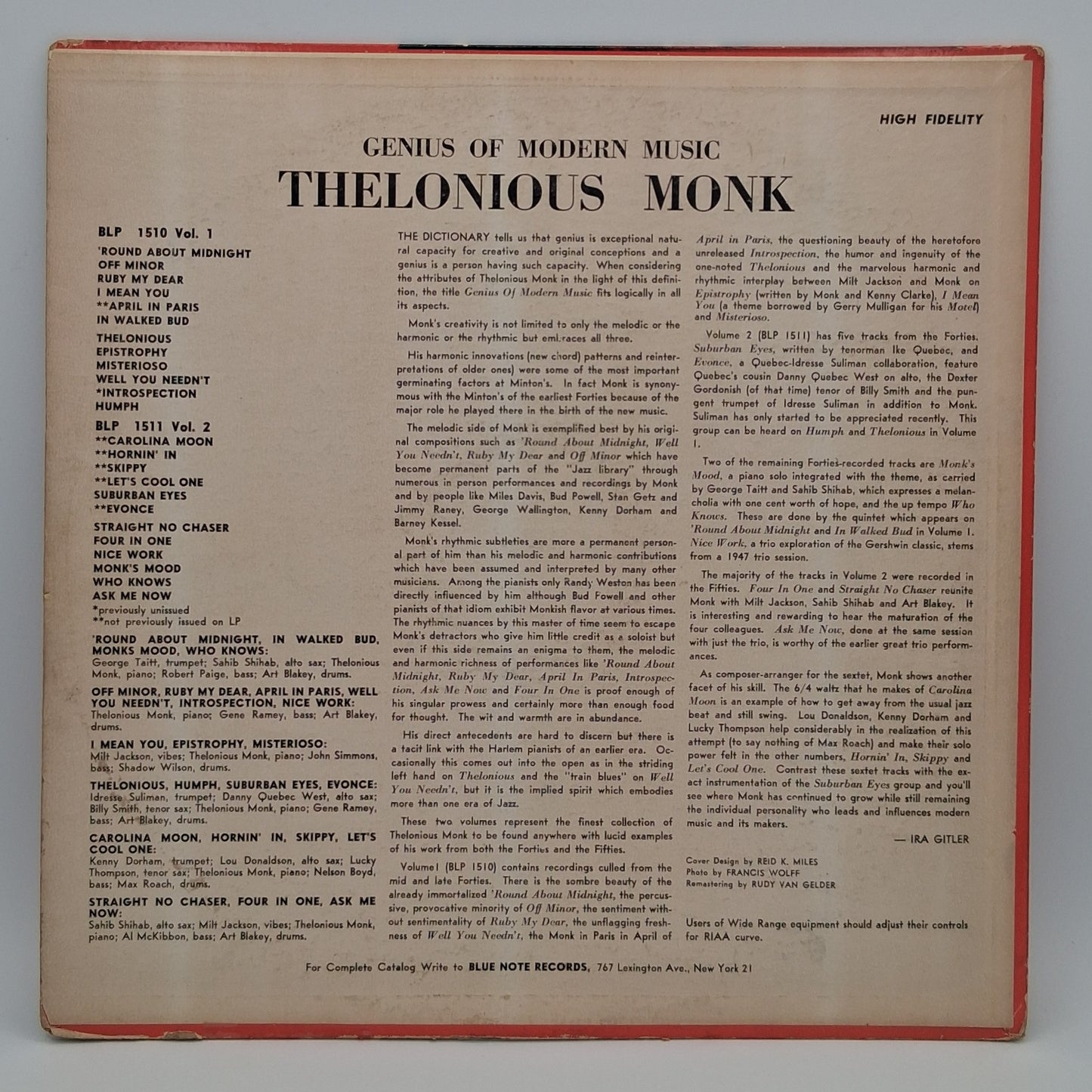 Thelonious Monk – Genius Of Modern Music Volume 2