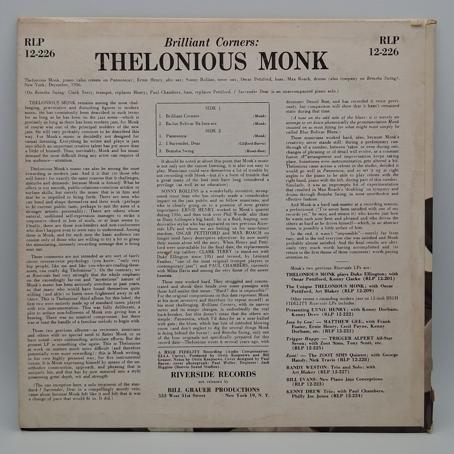Thelonious Monk – Brilliant Corners