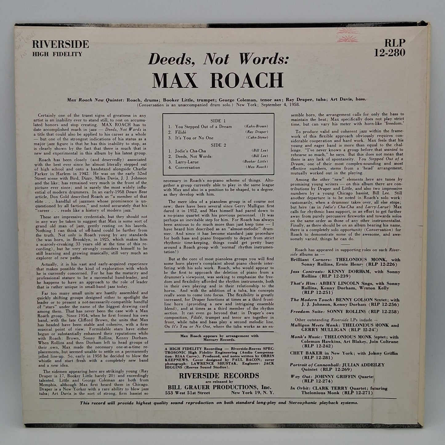 Max Roach – Deeds, Not Words