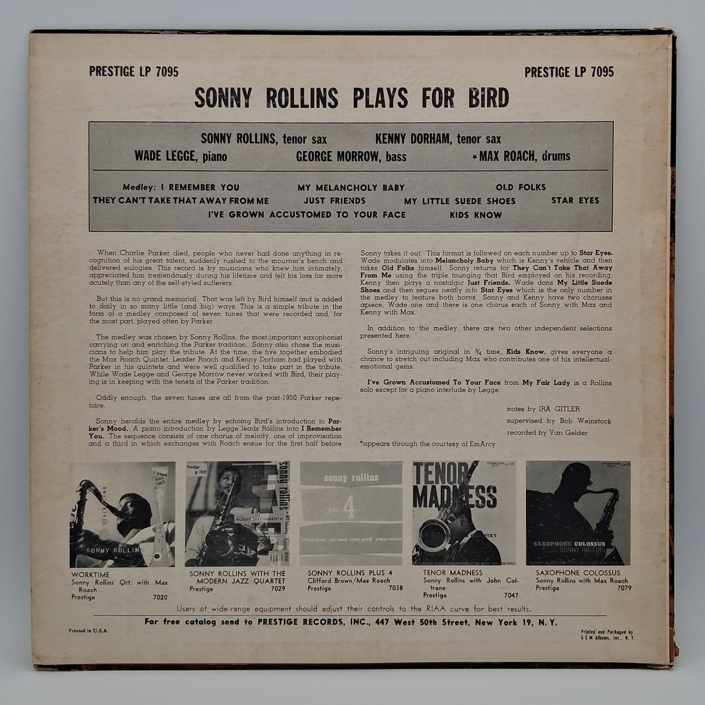 Sonny Rollins Quintet With Kenny Dorham And Max Roach – Rollins Plays For Bird