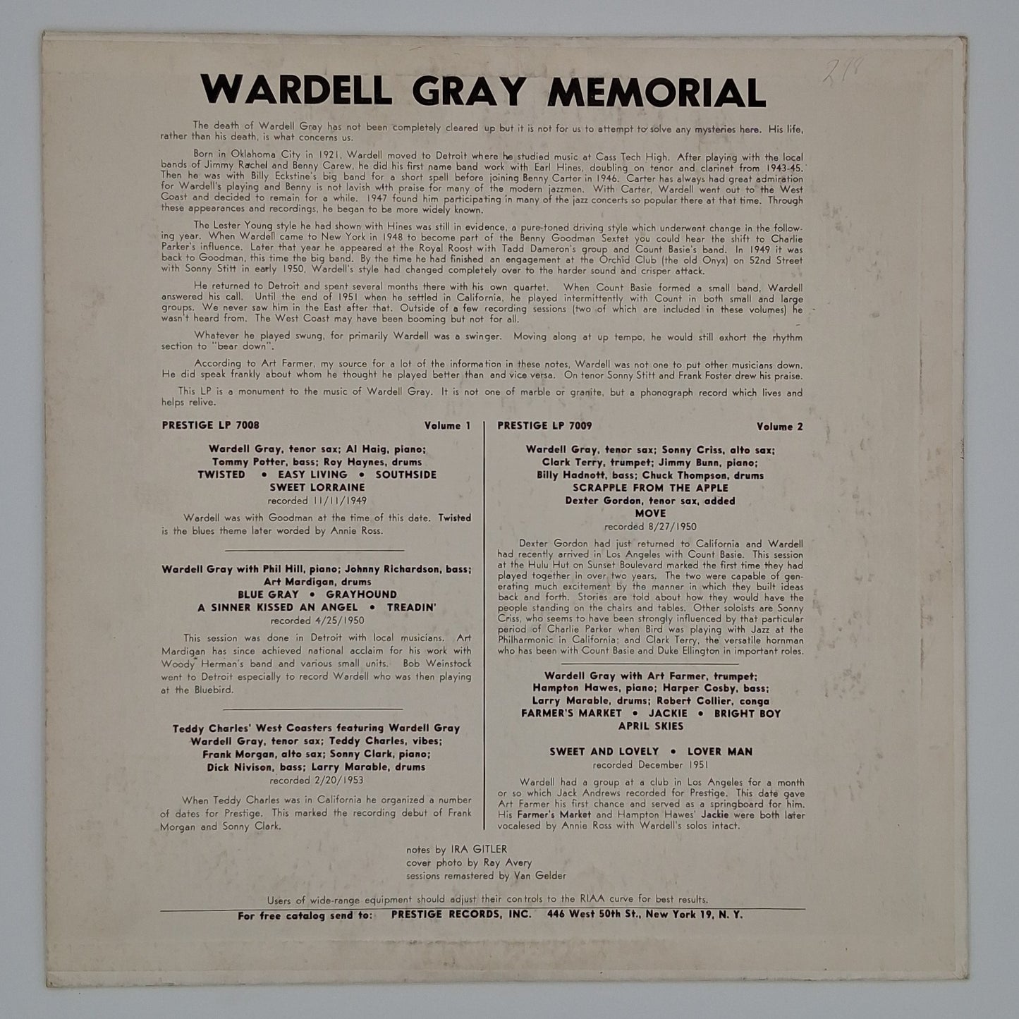 Wardell Gray – Memorial Volume One