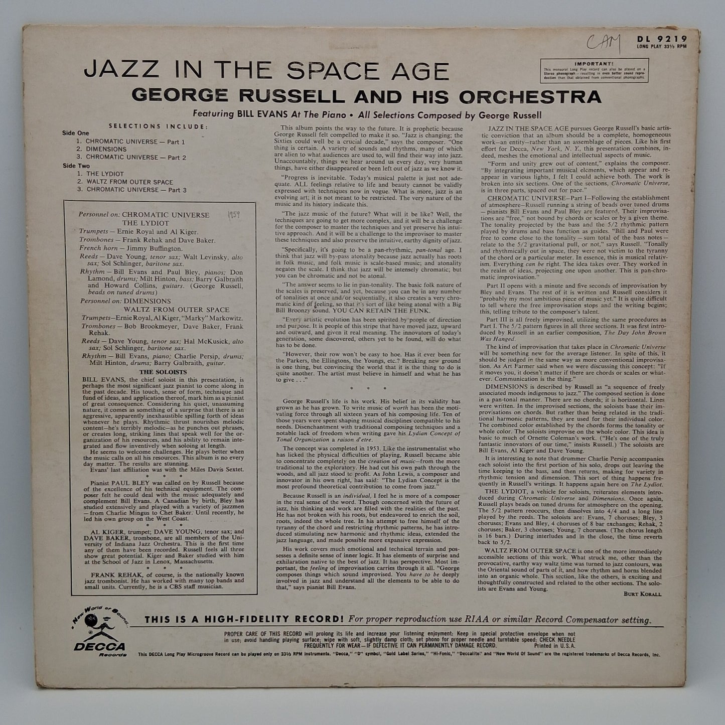 George Russell And His Orchestra Featuring Bill Evans – Jazz In The Space Age
