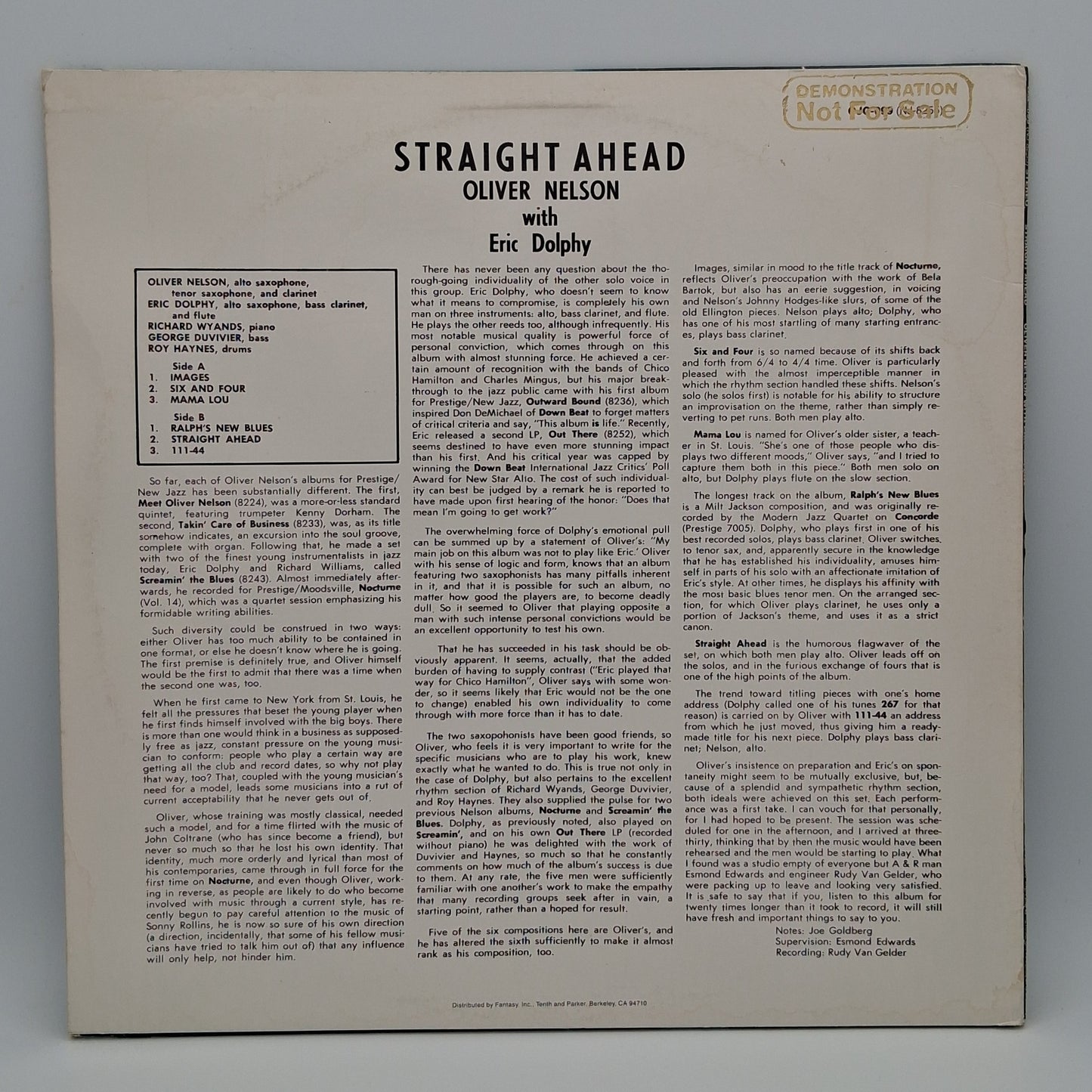 Oliver Nelson With Eric Dolphy – Straight Ahead