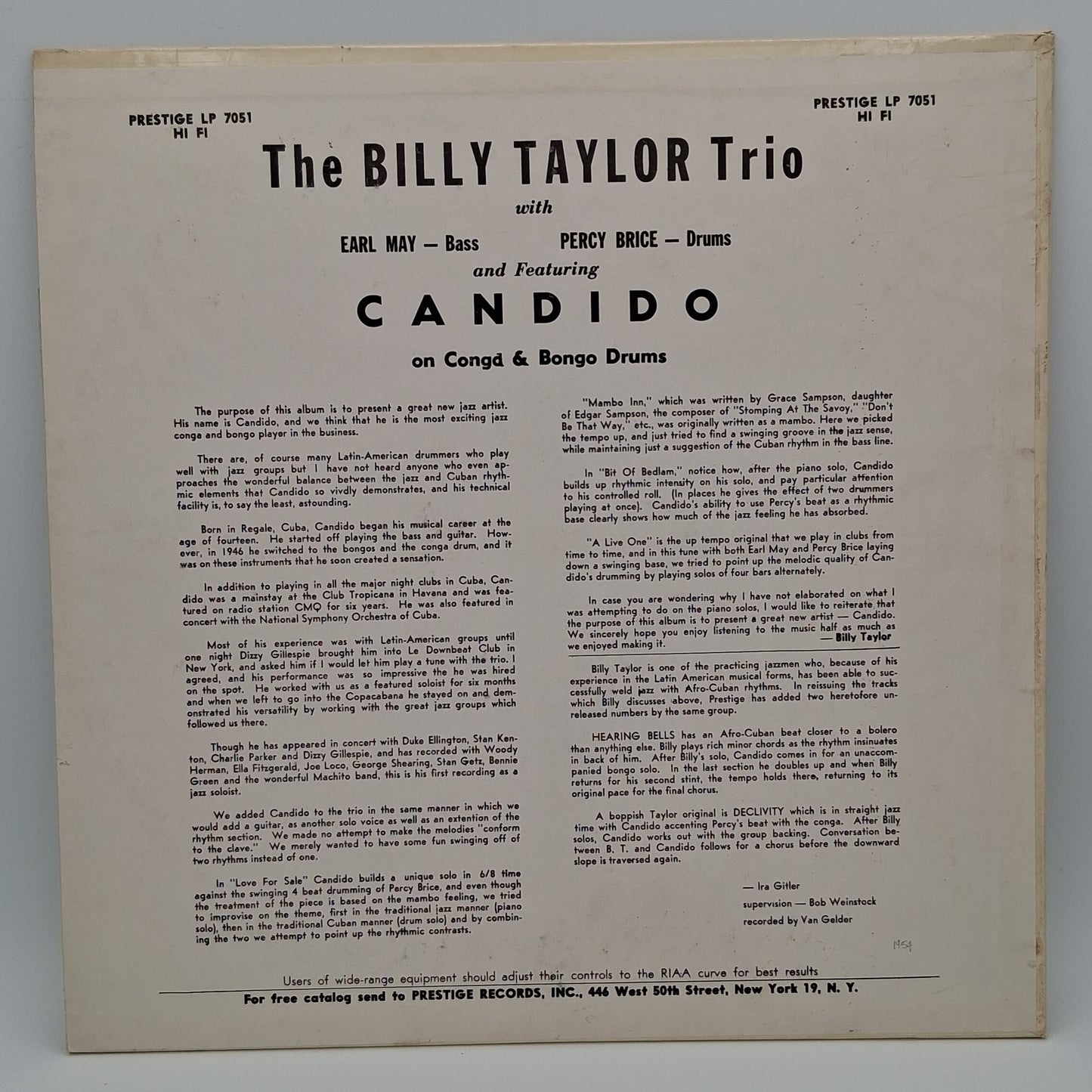 The Billy Taylor Trio With Candido – The Billy Taylor Trio With Candido