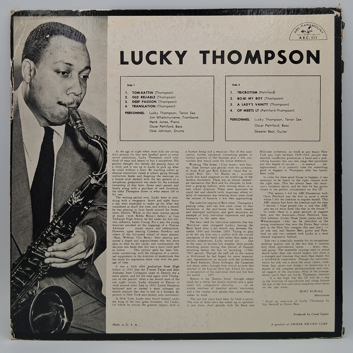 Lucky Thompson – Lucky Thompson Featuring Oscar Pettiford - Vol.1
