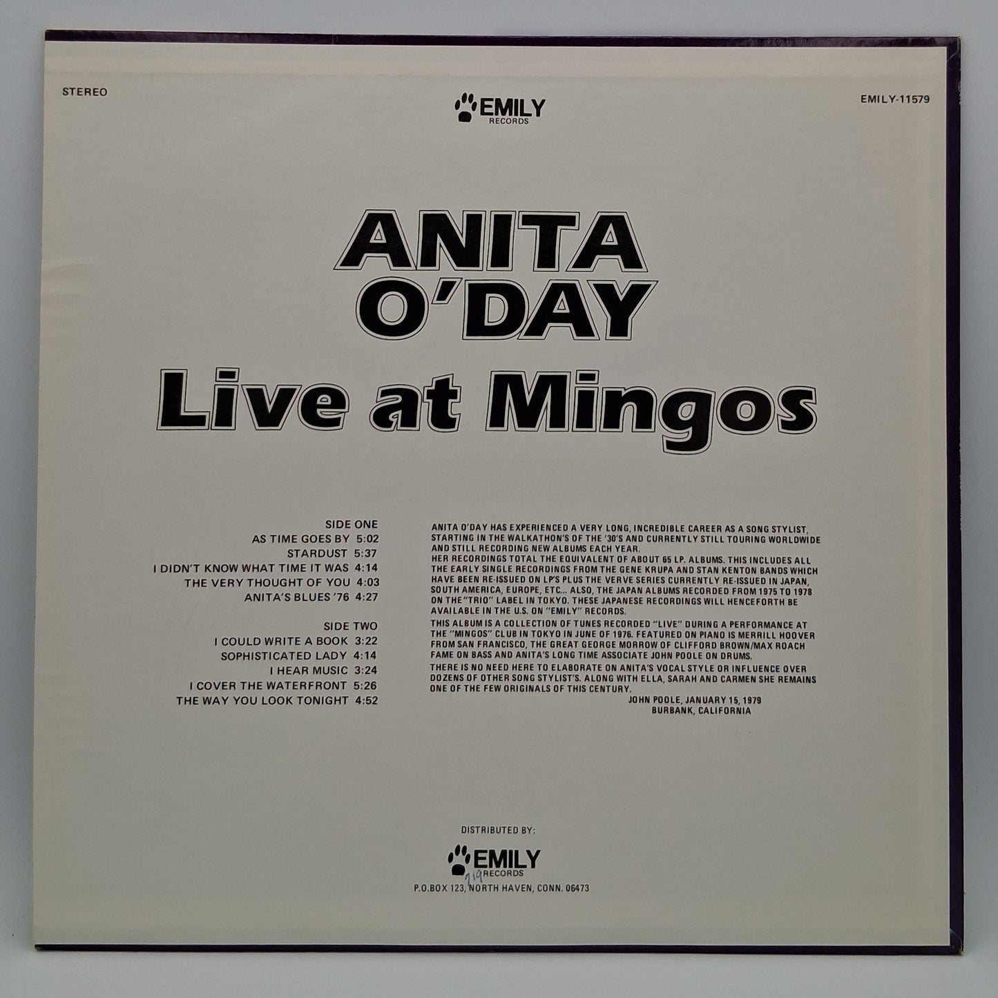 Anita O'Day With John Poole Trio Featuring Norman Simmons – Live At Mingo's