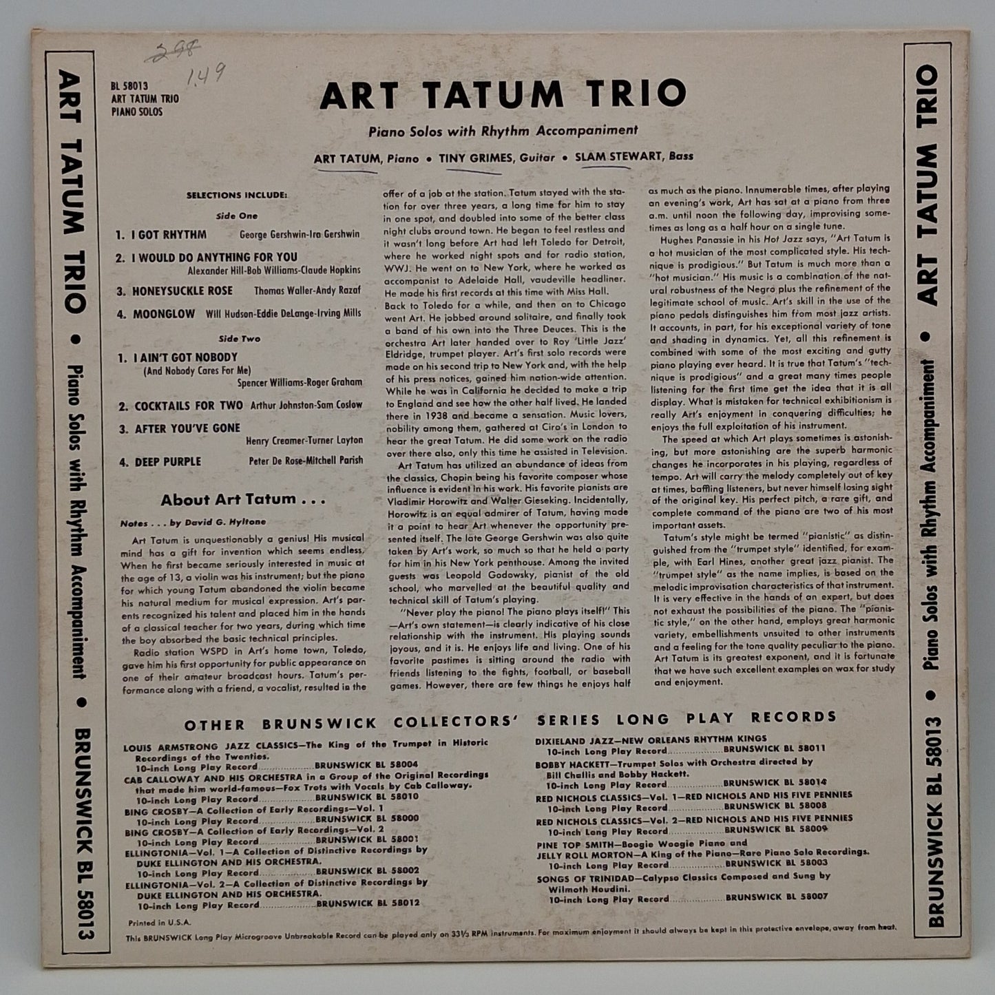 Art Tatum Trio – Piano Solos With Rhythm Accompaniment