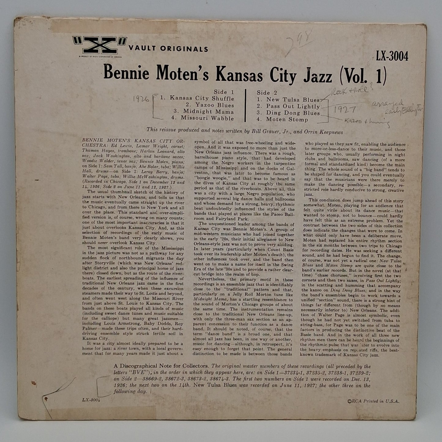 Bennie Moten's Kansas City Orchestra – Bennie Moten's Kansas City Jazz (Vol. 1)