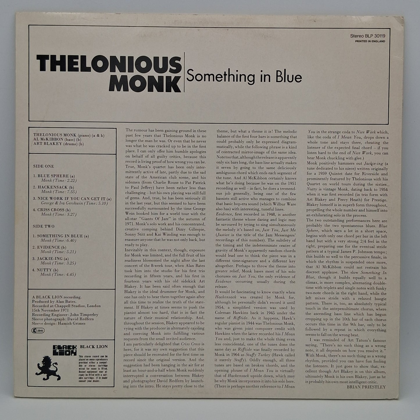 Thelonious Monk – Something In Blue