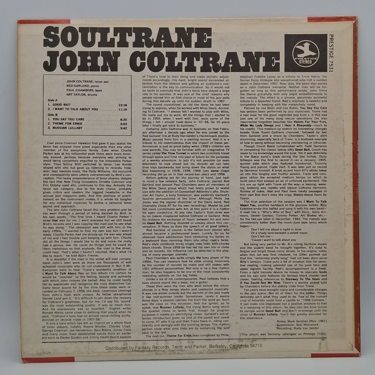 John Coltrane With Red Garland – Soultrane