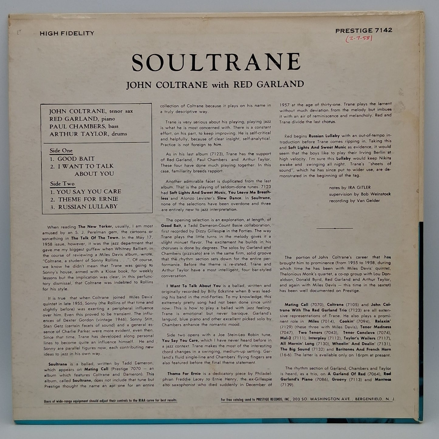 John Coltrane With Red Garland – Soultrane