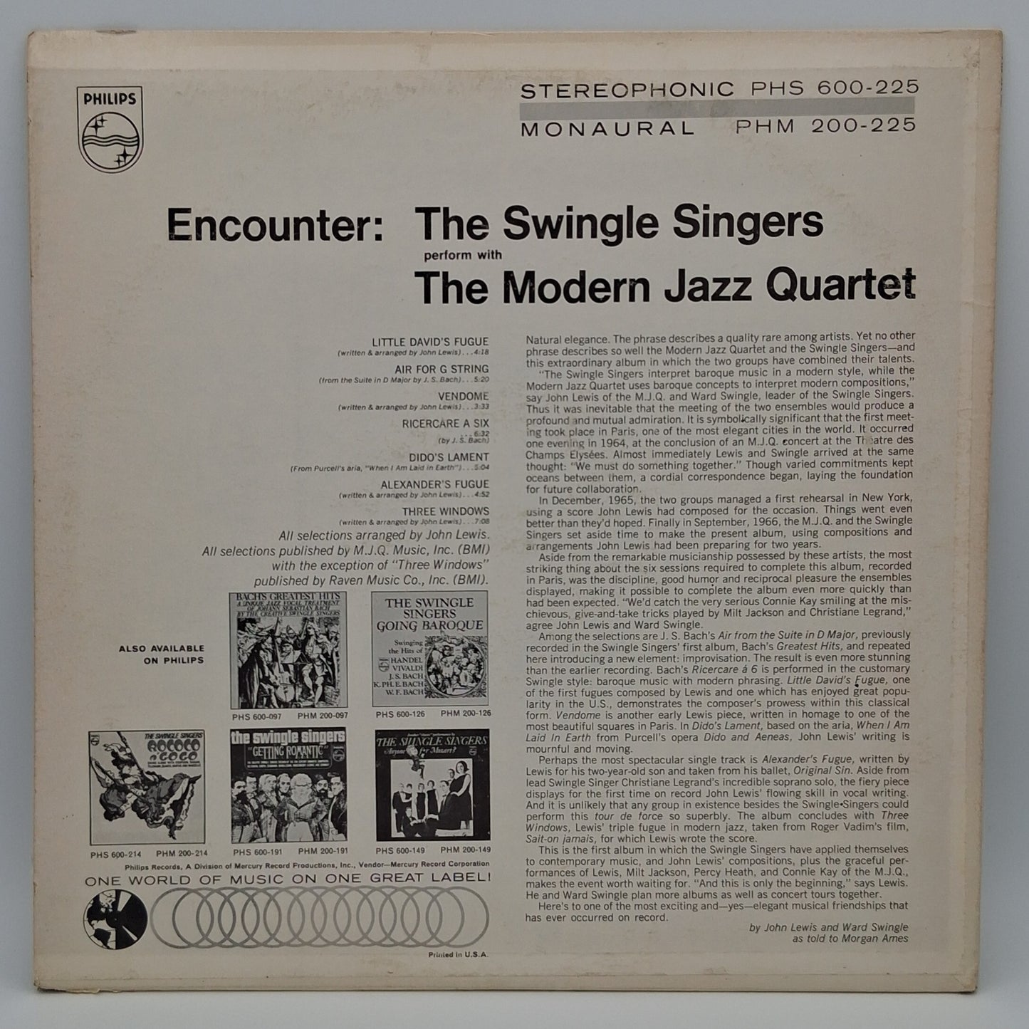 The Swingle Singers, The Modern Jazz Quartet – Encounter: The Swingle Singers Perform With The Modern Jazz Quartet