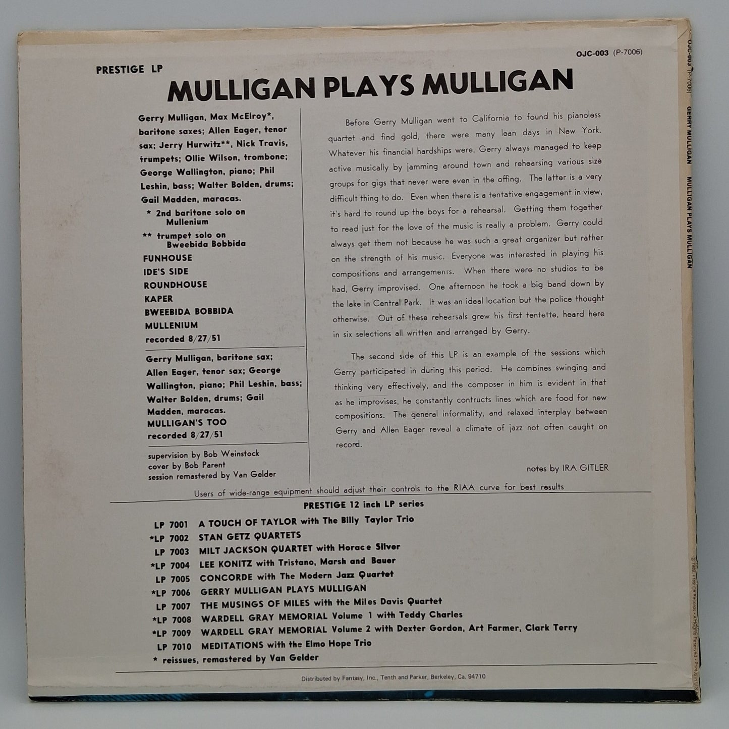 Gerry Mulligan – Mulligan Plays Mulligan