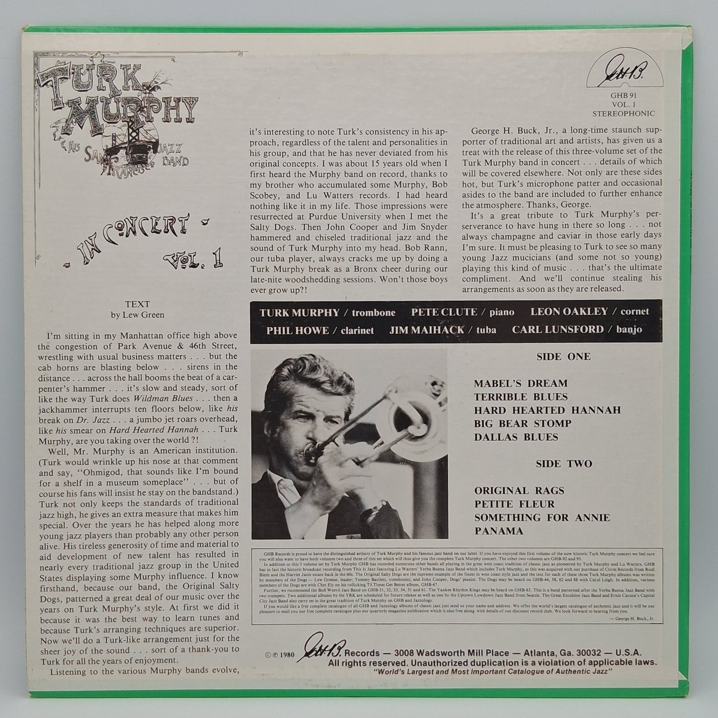 Turk Murphy & His San Francisco Jazz Band – In Concert - Vol. 1
