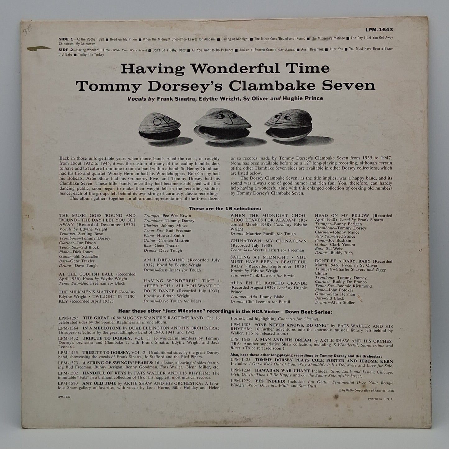 Tommy Dorsey And His Clambake Seven – Having Wonderful Time