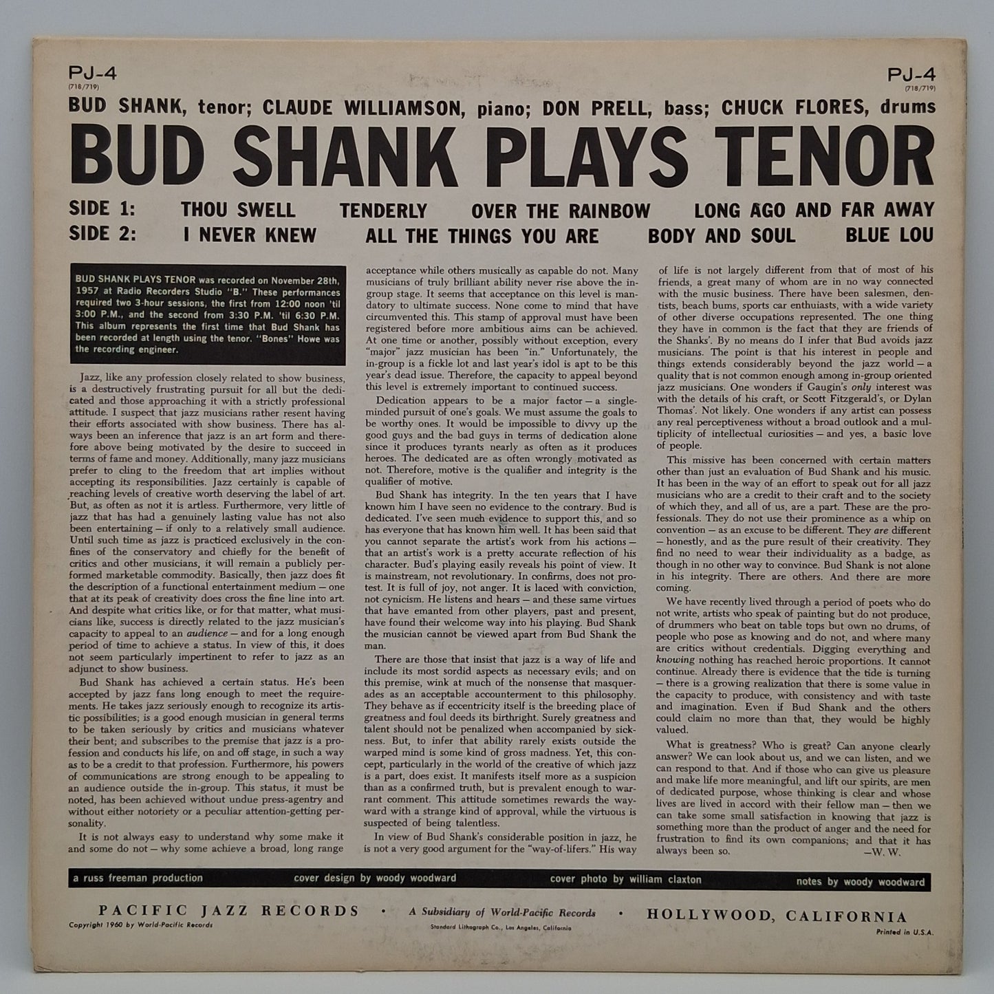Bud Shank – Plays Tenor