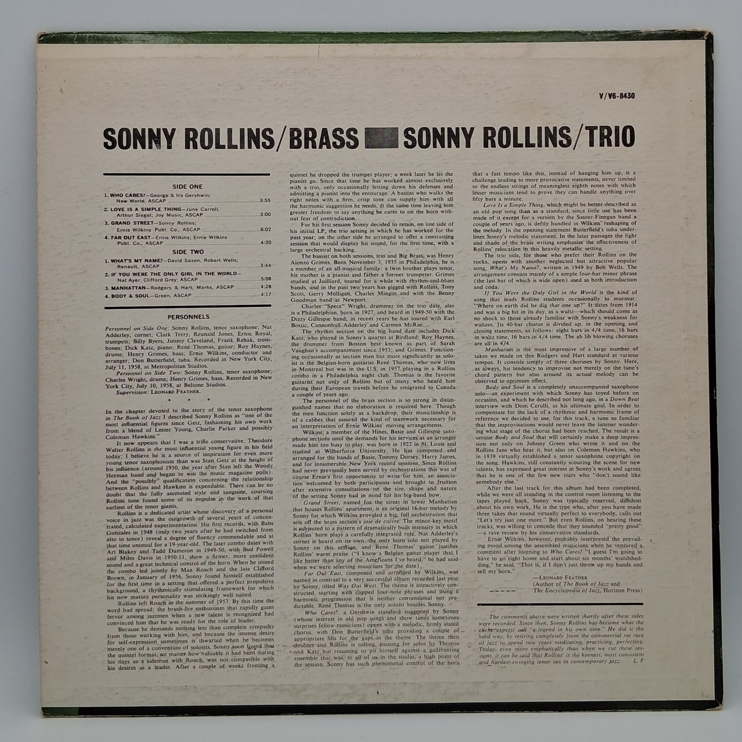 Sonny Rollins – Brass / Trio