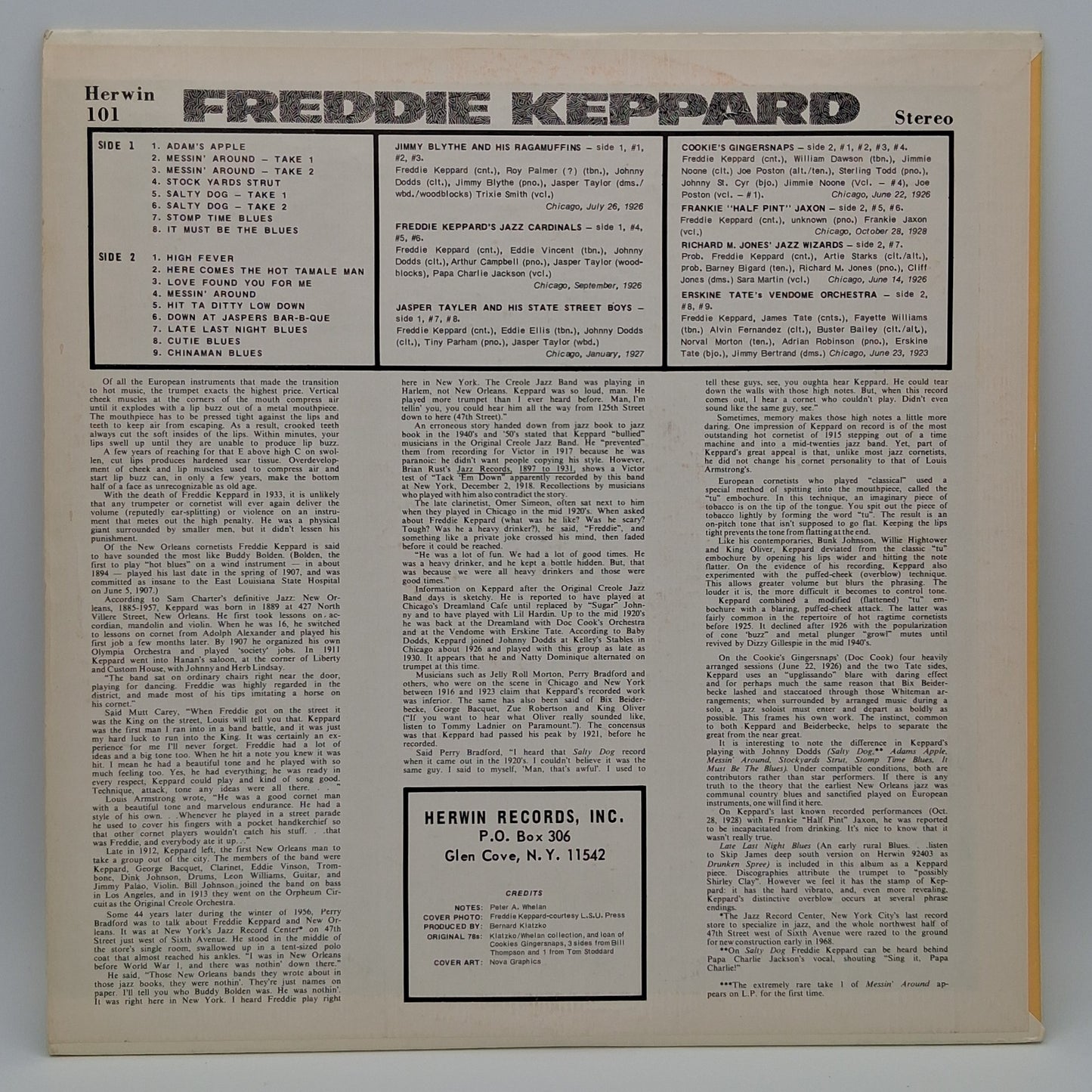 Freddie Keppard – 17 Rare Selections Of The Finest Jazz Cornetist Of The 1920's