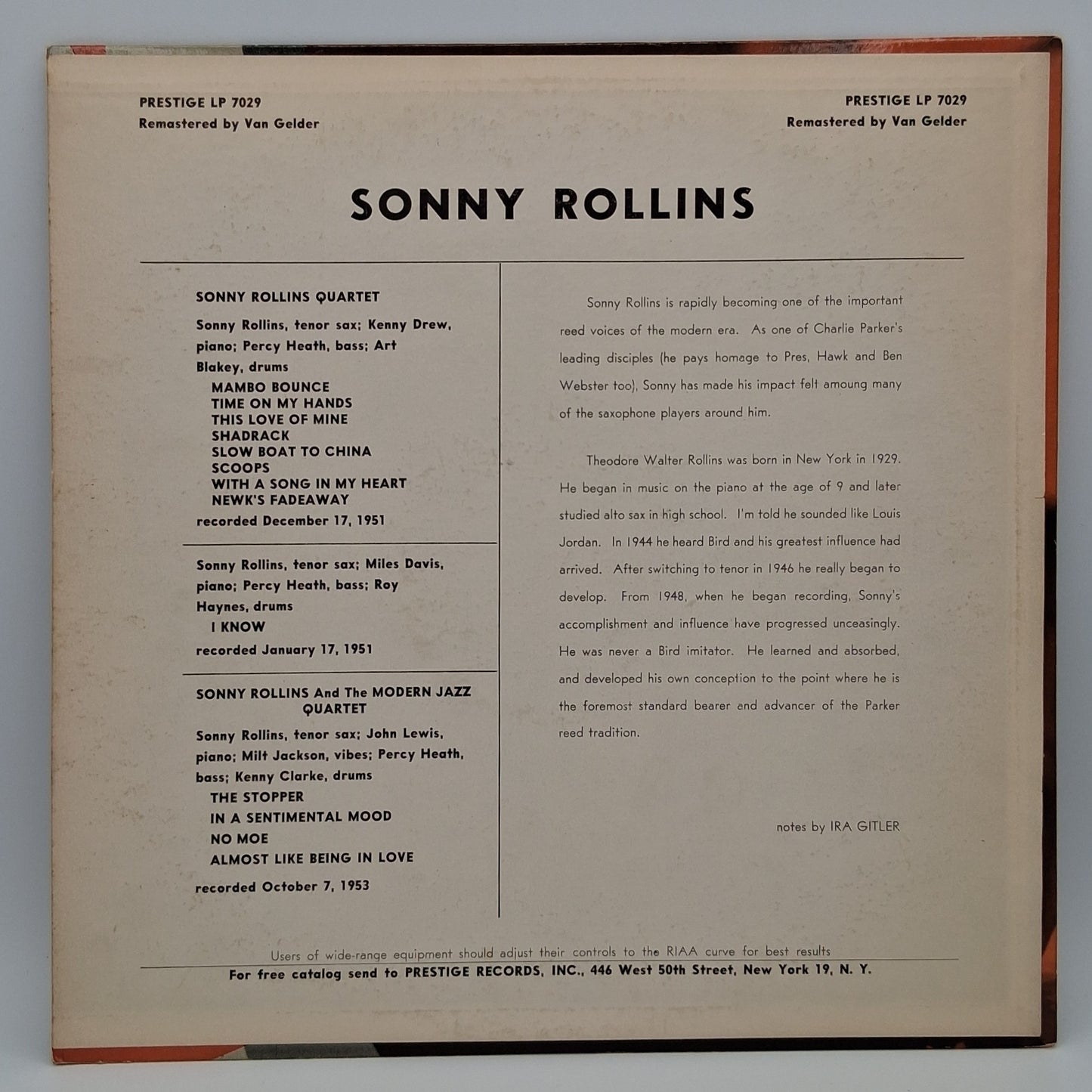 Sonny Rollins With The Modern Jazz Quartet Featuring Art Blakey And Kenny Drew – Sonny Rollins With The Modern Jazz Quartet