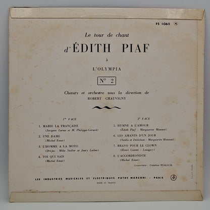 Edith Piaf – Le Tour De Chant D'Edith Piaf N° 2 Enregistré Au Cours Du Spectacle De L'Olympia