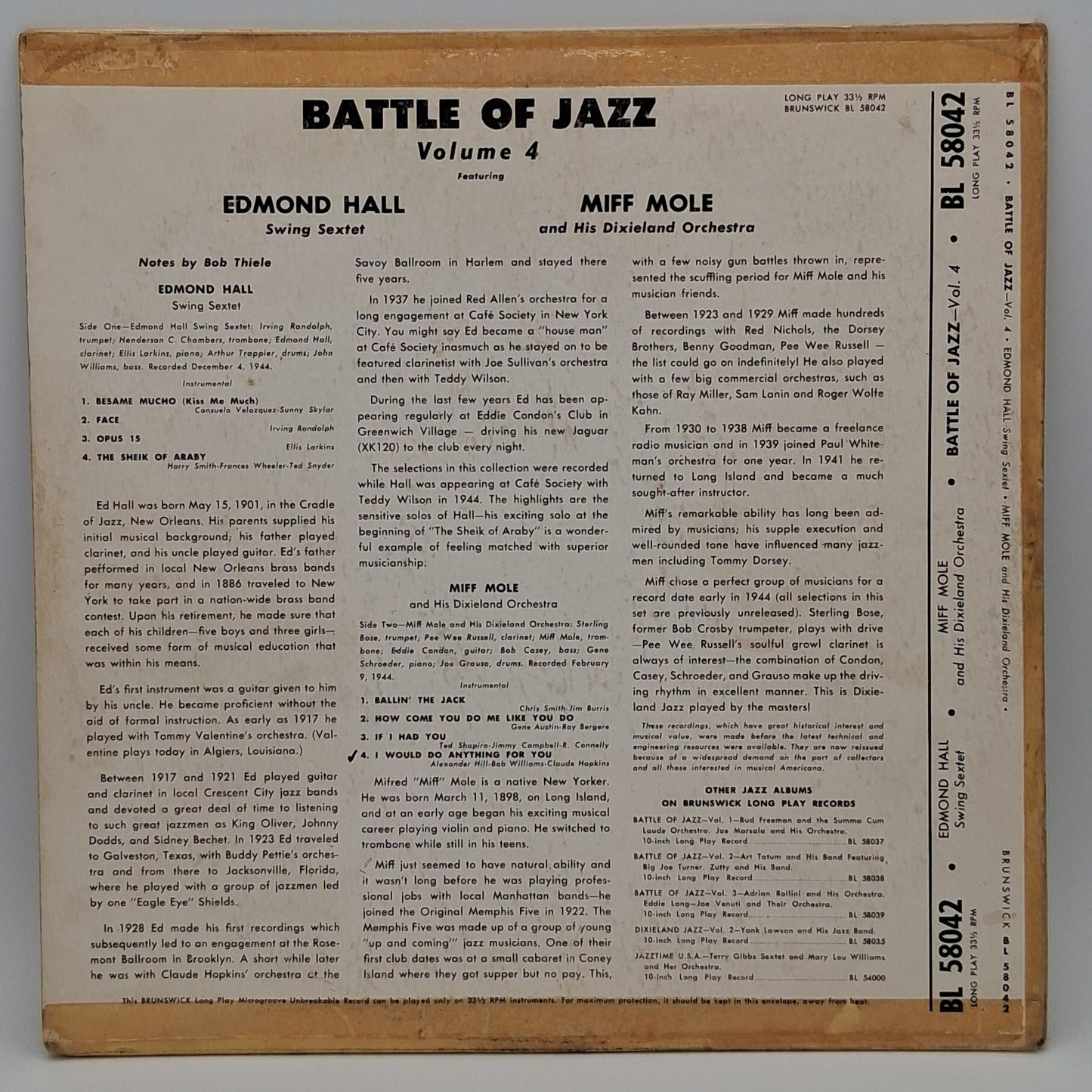 Edmond Hall Swing Sextet, Miff Mole And His Dixieland Orchestra – Battle Of Jazz Volume 4