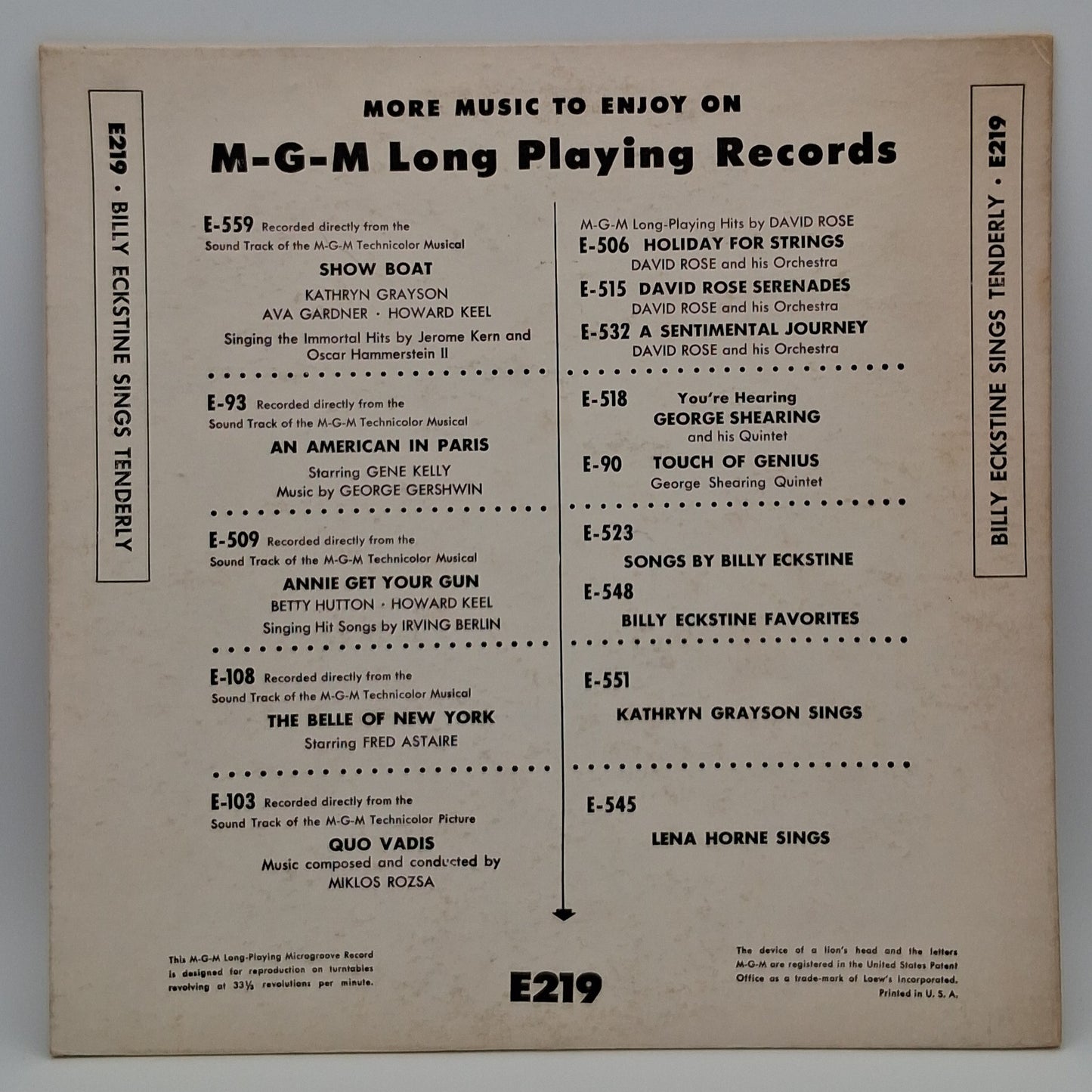 Billy Eckstine – Sings "Tenderly"