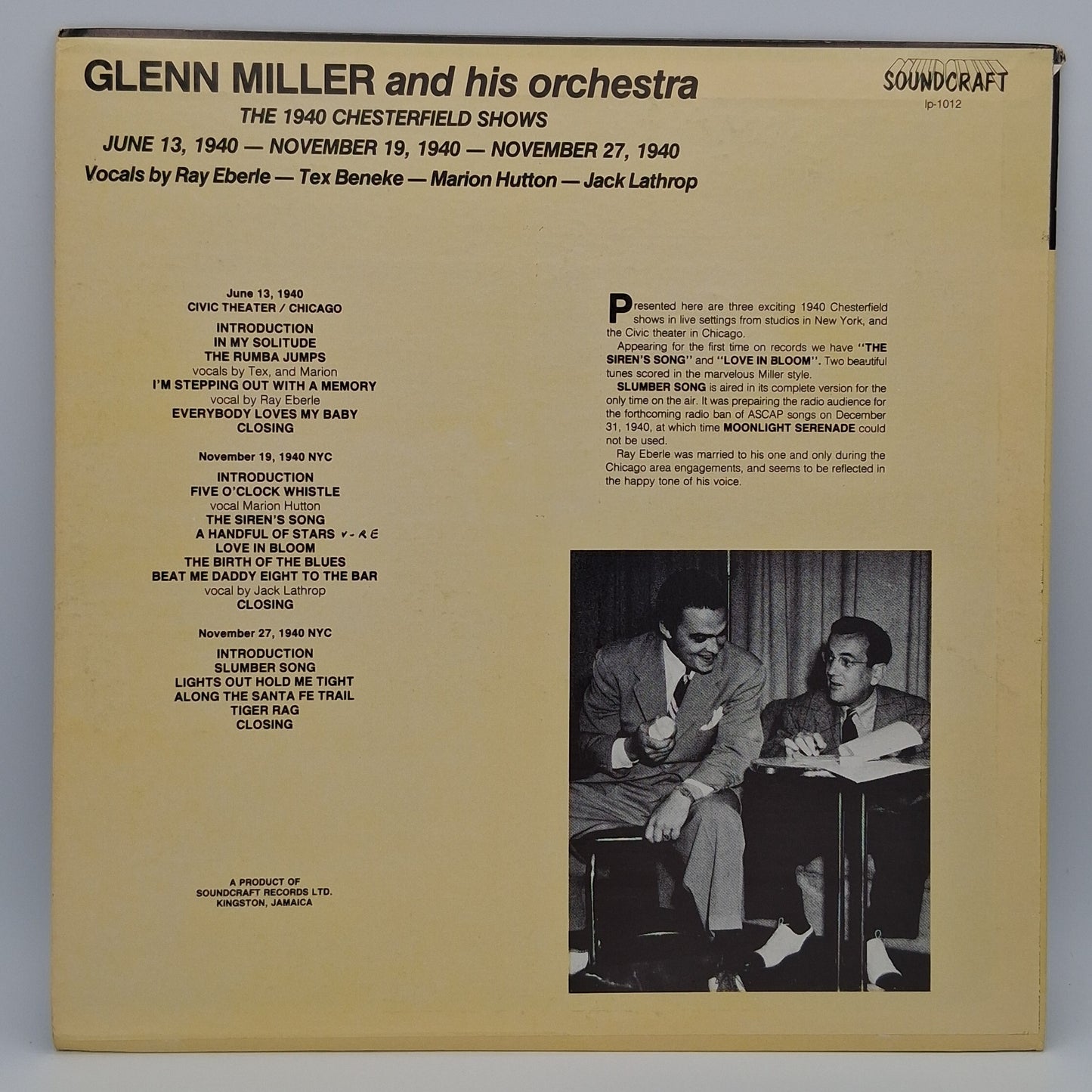 Glenn Miller And His Orchestra – The 1940 Chesterfield Shows June 13, 1040 - November 19, 1940 - November 27, 1940