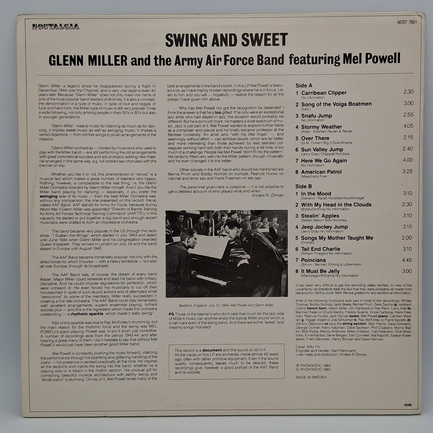 Glenn Miller And The Army Air Force Band Featuring Mel Powell – Swing And Sweet
