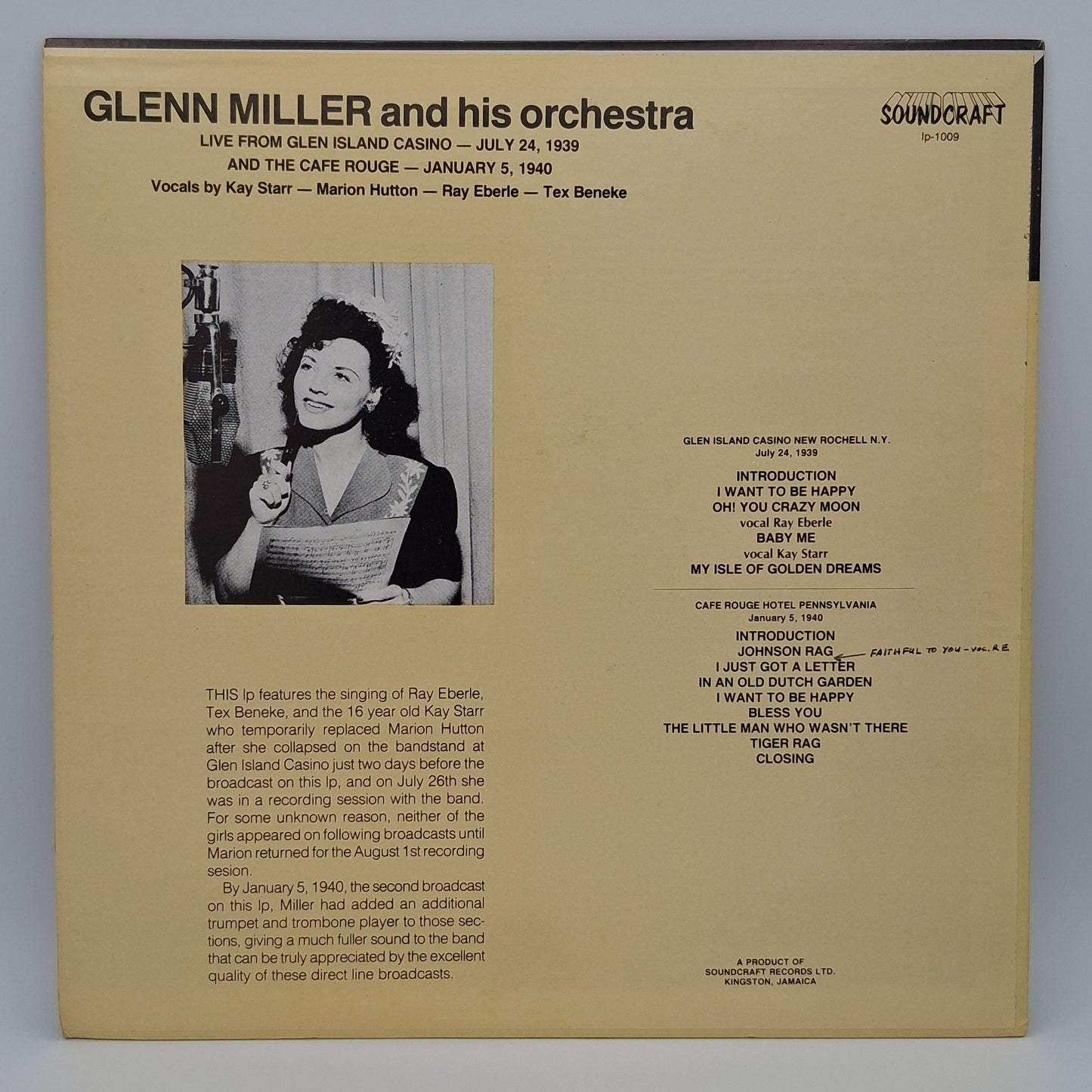 Glenn Miller And His Orchestra – Live From Glen Island Casino - July 24, 1938 And The Cafe Rouge - January 5, 1940