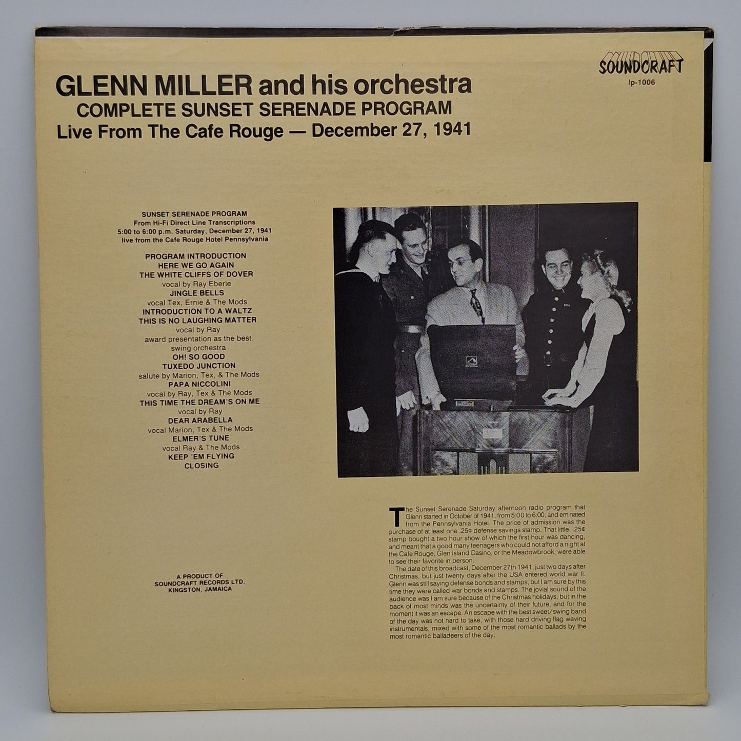 Glenn Miller And His Orchestra – Complete Sunset Serenade Program - Live From The Cafe Rouge - December 27, 1941