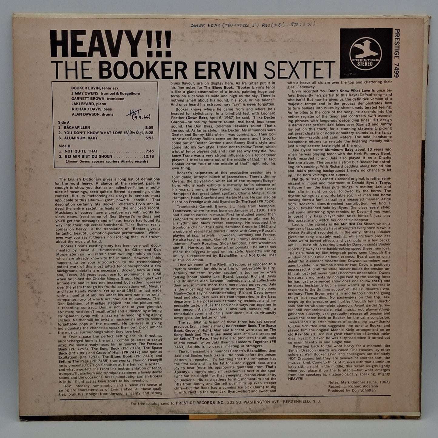The Booker Ervin Sextet – Heavy!!!