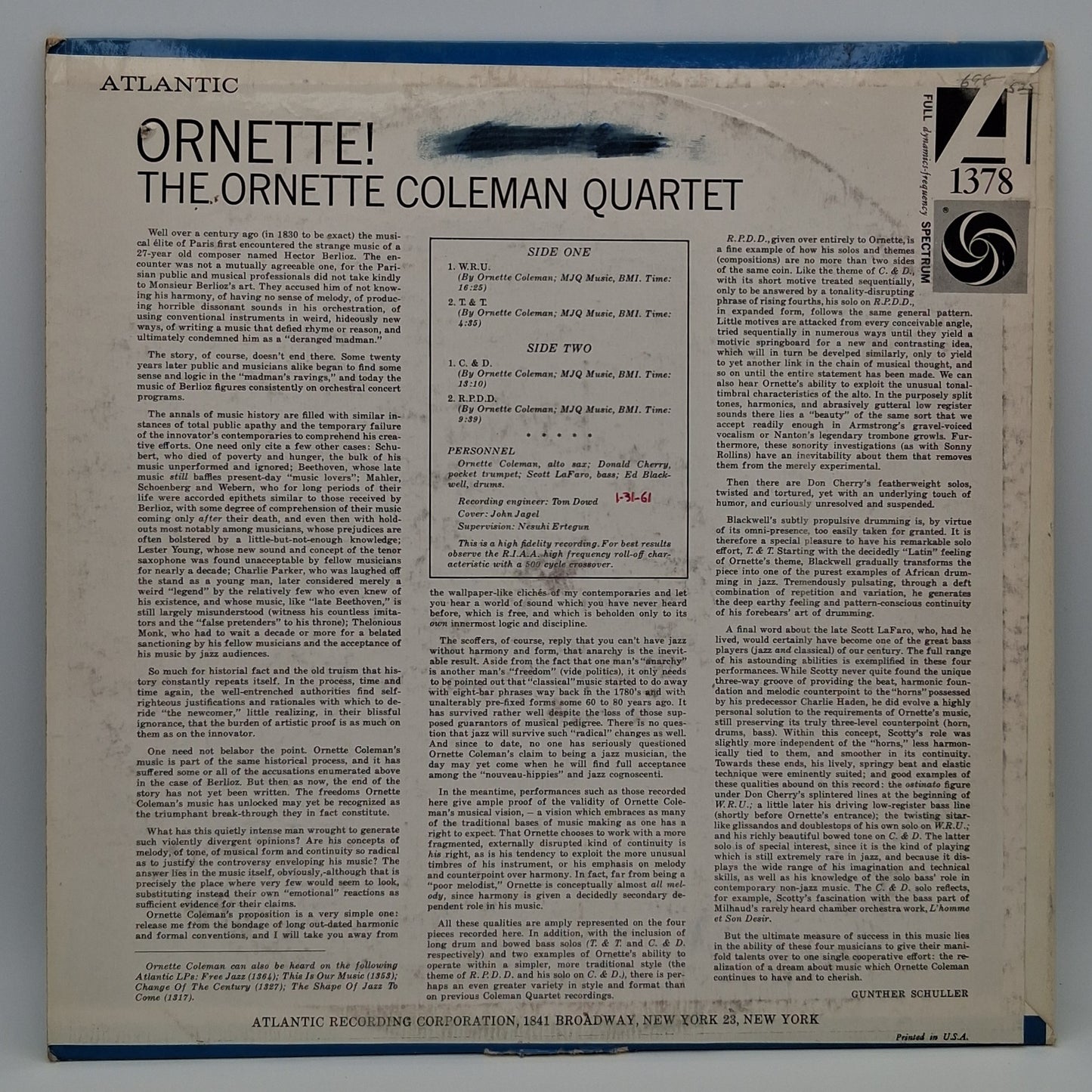 The Ornette Coleman Quartet – Ornette!