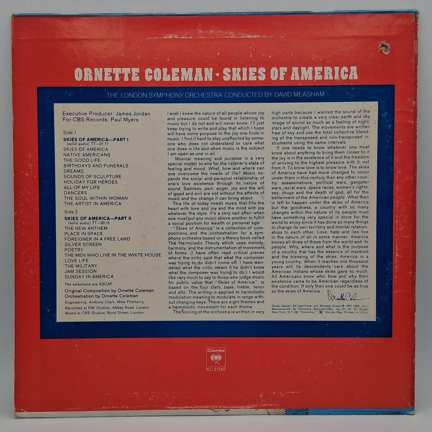 Ornette Coleman, The London Symphony Orchestra Conducted By David Measham – Skies Of America