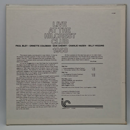 Paul Bley . Ornette Coleman . Don Cherry . Charlie Haden . Billy Higgins – Live At The Hilcrest Club 1958