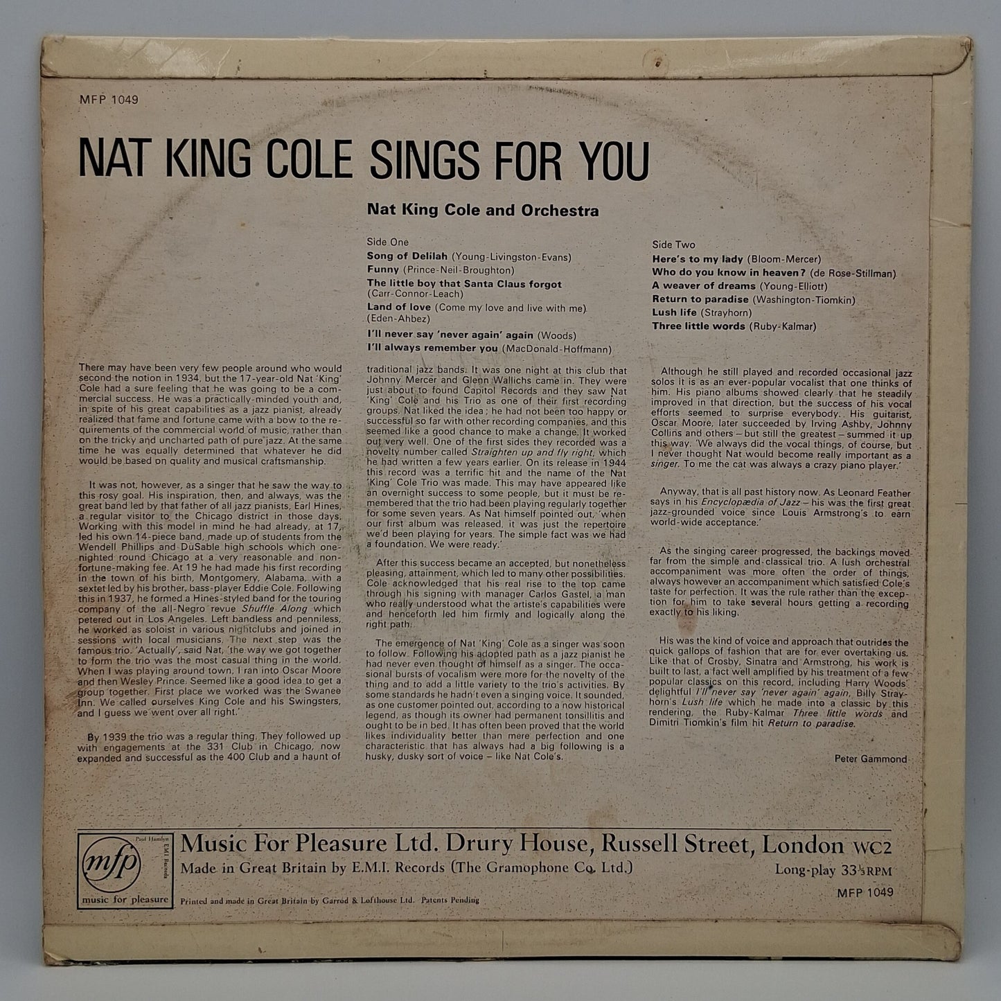 Nat King Cole – Nat King Cole Sings For You