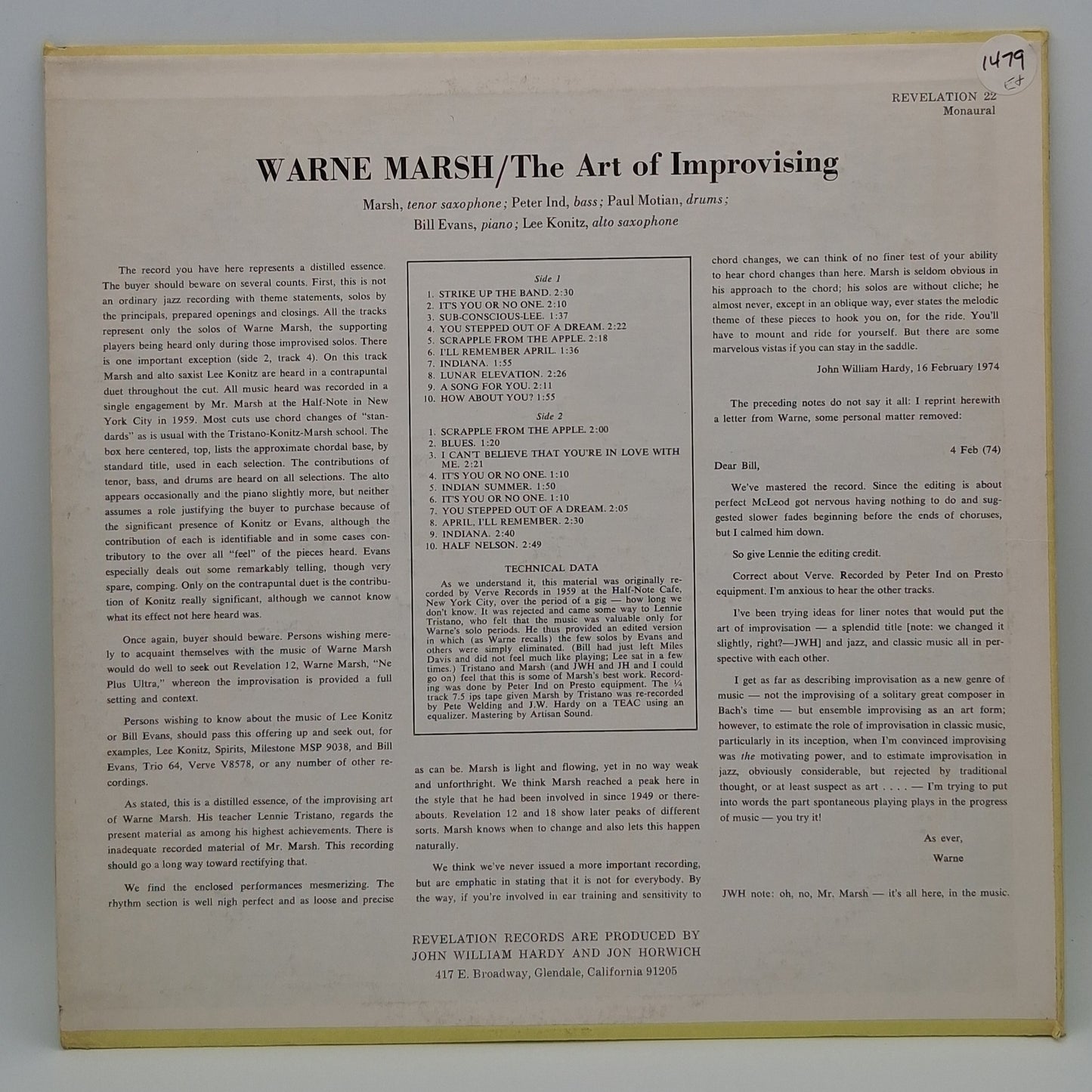 Warne Marsh – The Art Of Improvising