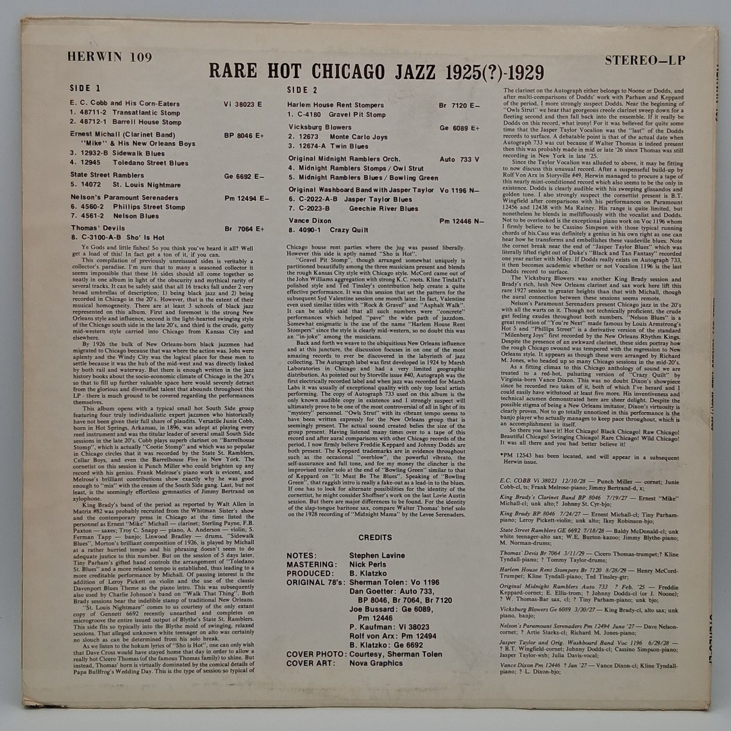 Various – Rare Hot Chicago Jazz 1925(?)-1929