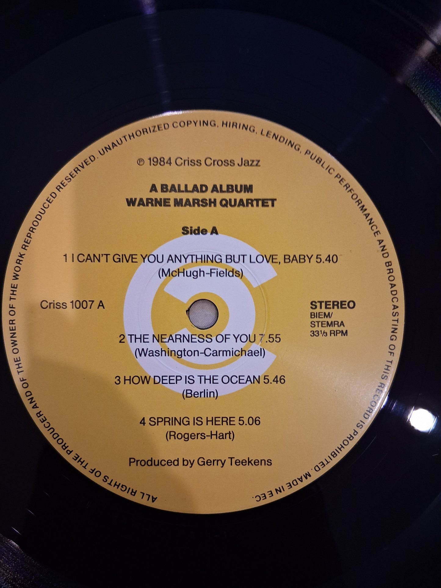 Warne Marsh Quartet Featuring Lou Levy – A Ballad Album