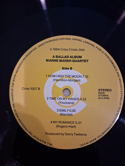 Warne Marsh Quartet Featuring Lou Levy – A Ballad Album