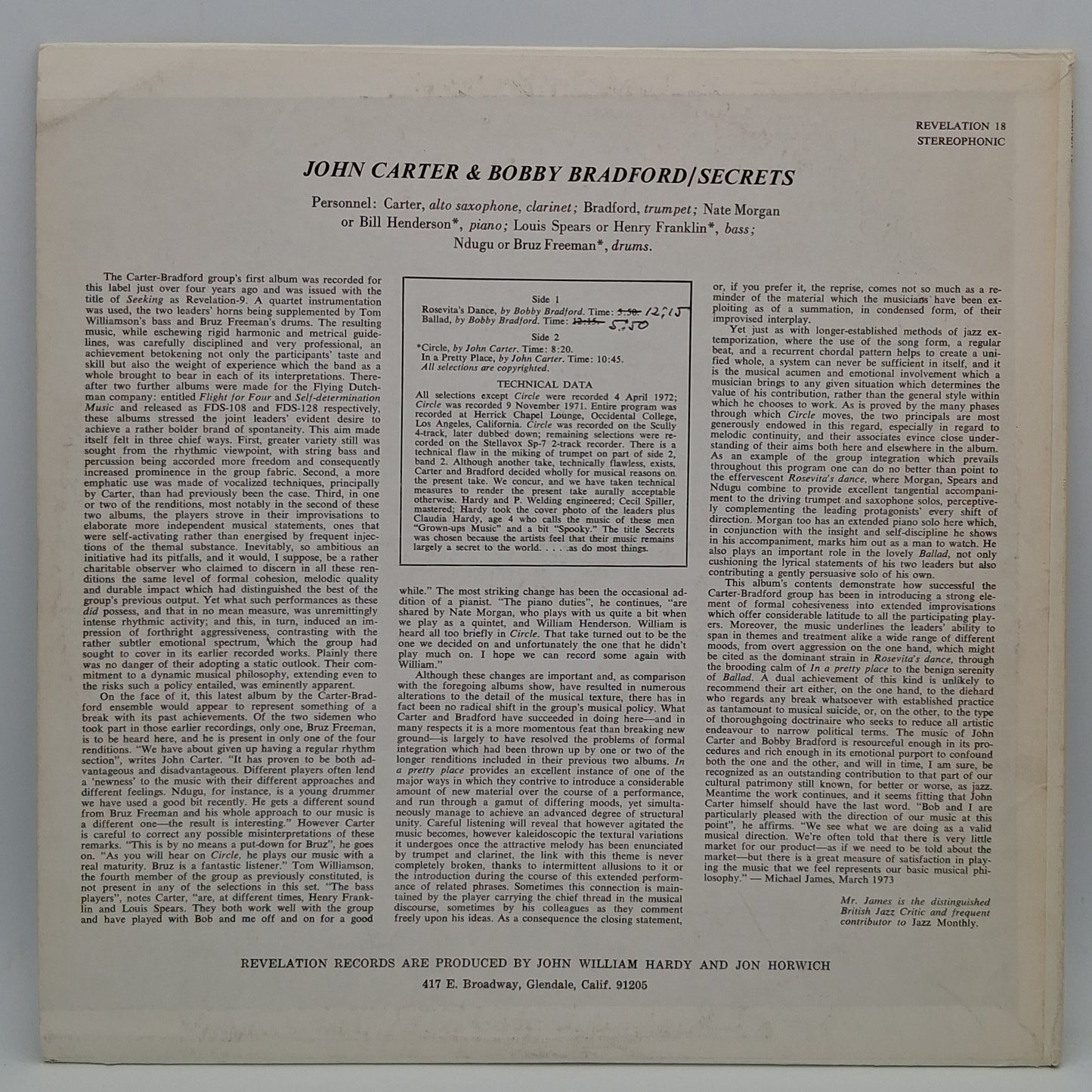 John Carter / Bobby Bradford – Secrets