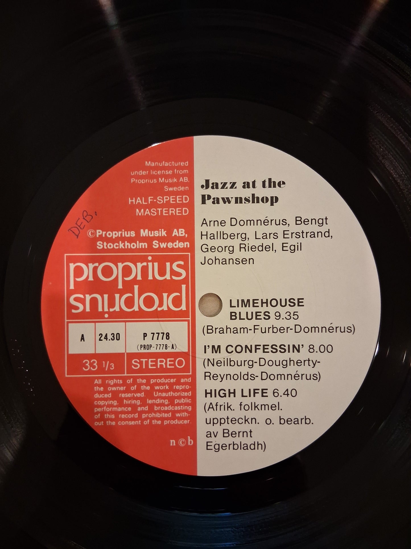 Arne Domnérus, Bengt Hallberg, Georg Riedel, Egil Johansen + Lars Erstrand – Jazz At The Pawnshop