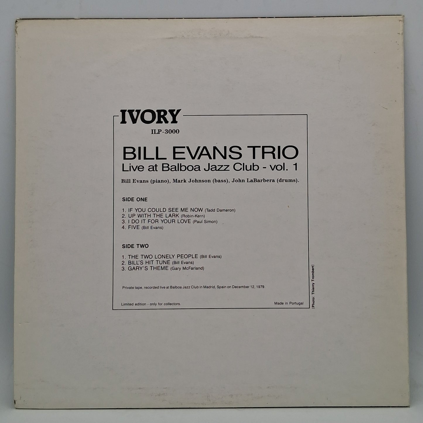 Bill Evans Trio – Live At Balboa Jazz Club Vol. 1