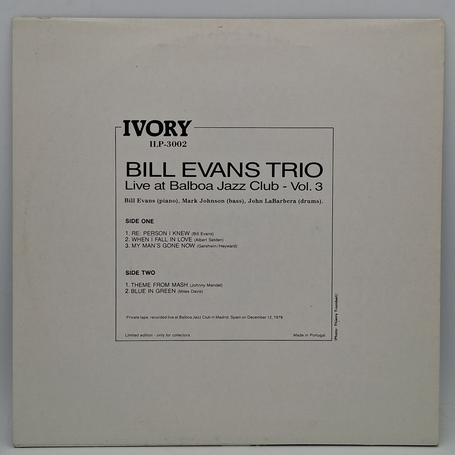 Bill Evans Trio – Live At Balboa Jazz Club Vol. 3