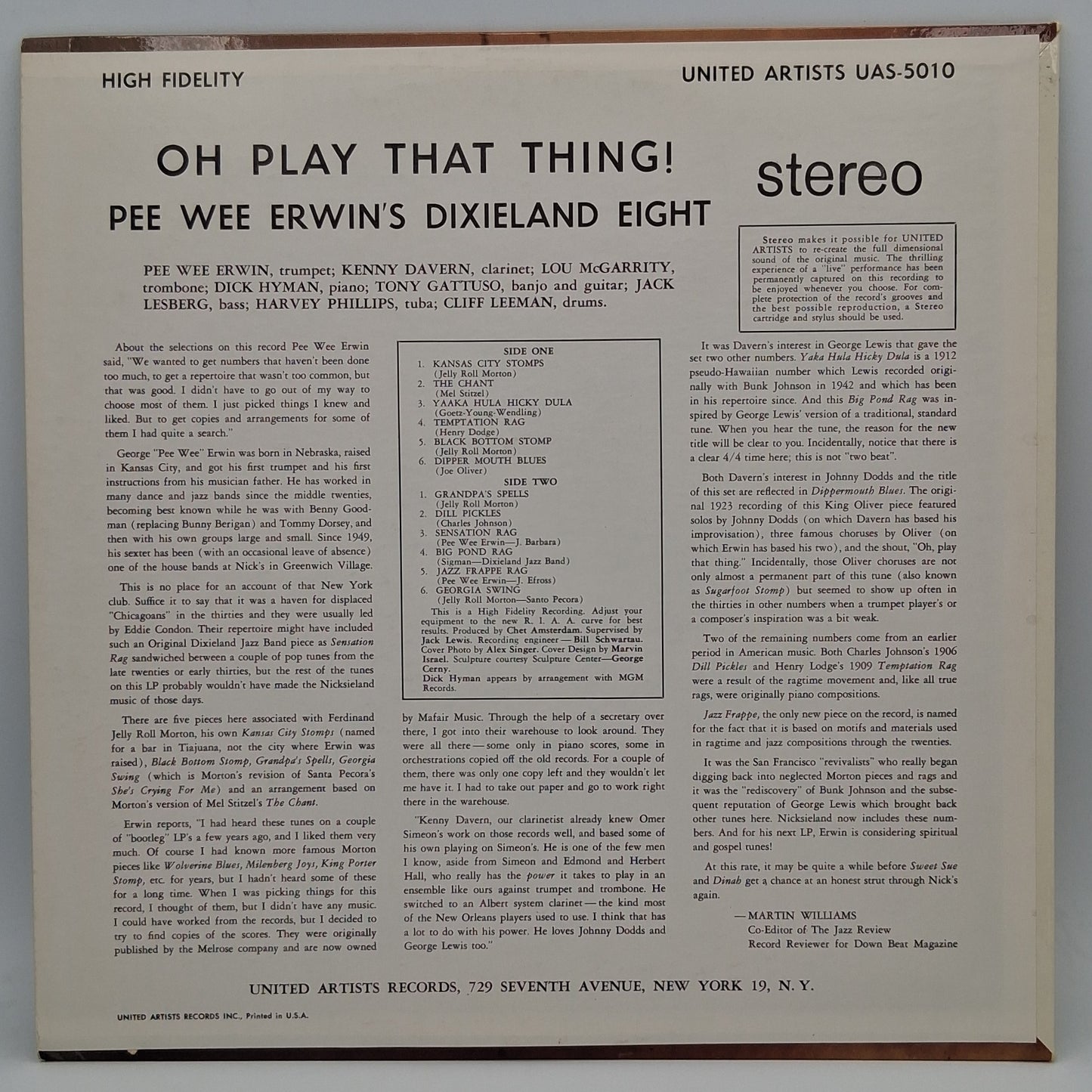 Pee Wee Erwin's Dixieland Eight – Oh Play That Thing!
